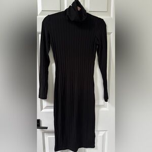 H&M Black Ribbed Long Sleeve Dress